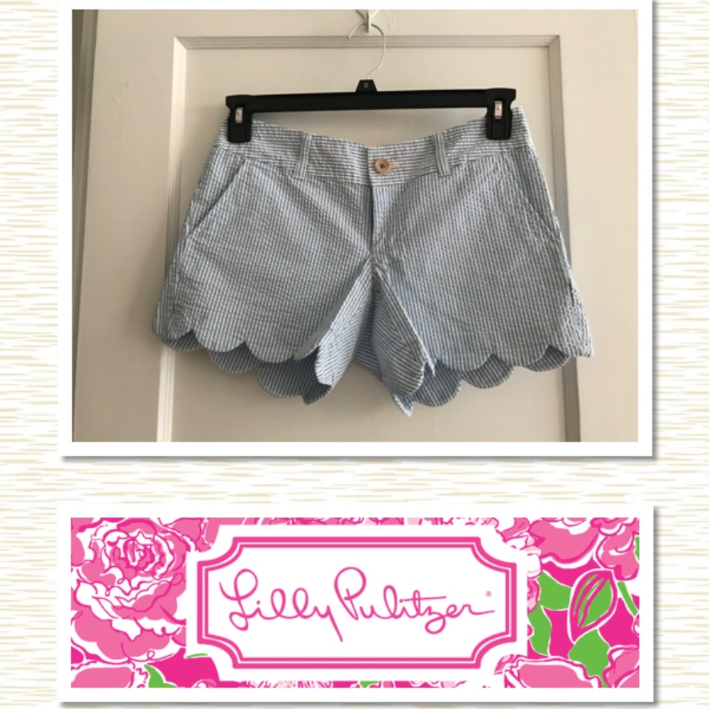 Lilly Pulitzer Blue Seersucker Buttercup Shorts
